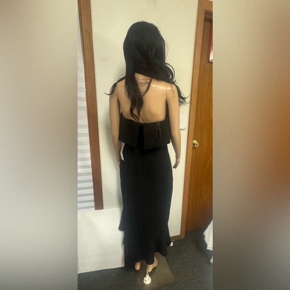 Xscape Black Strapless Asymmetrical Sheath Dress - Picture 3 of 5